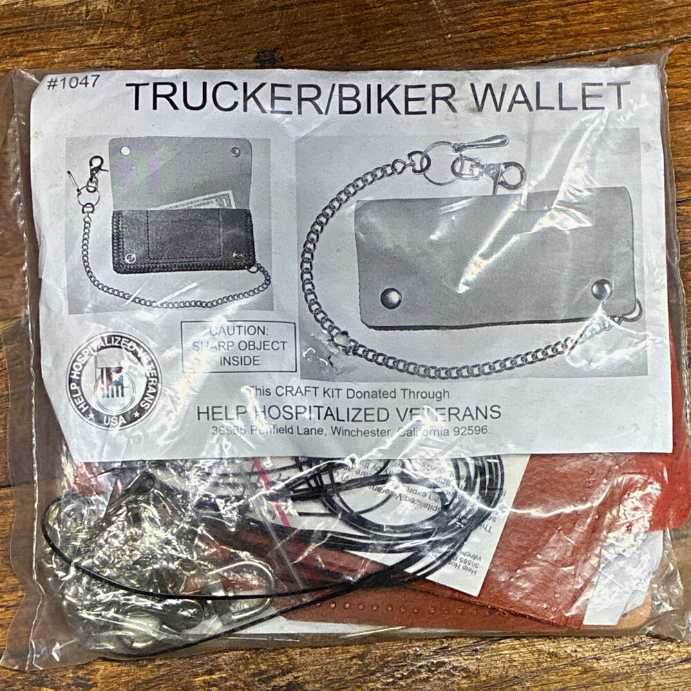 Trucker/Biker Men’s Chain Wallet Craft Kit Brown “Proud American Veteran”